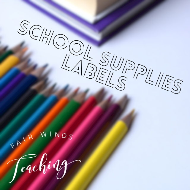 School supplies labels